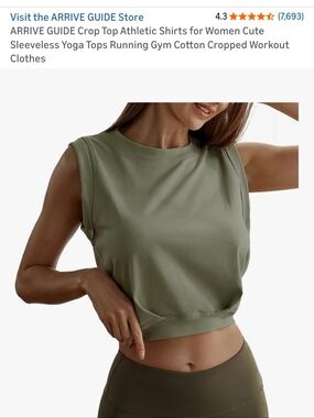 Active Wear Cropped Sleeveless Tank - Army Green